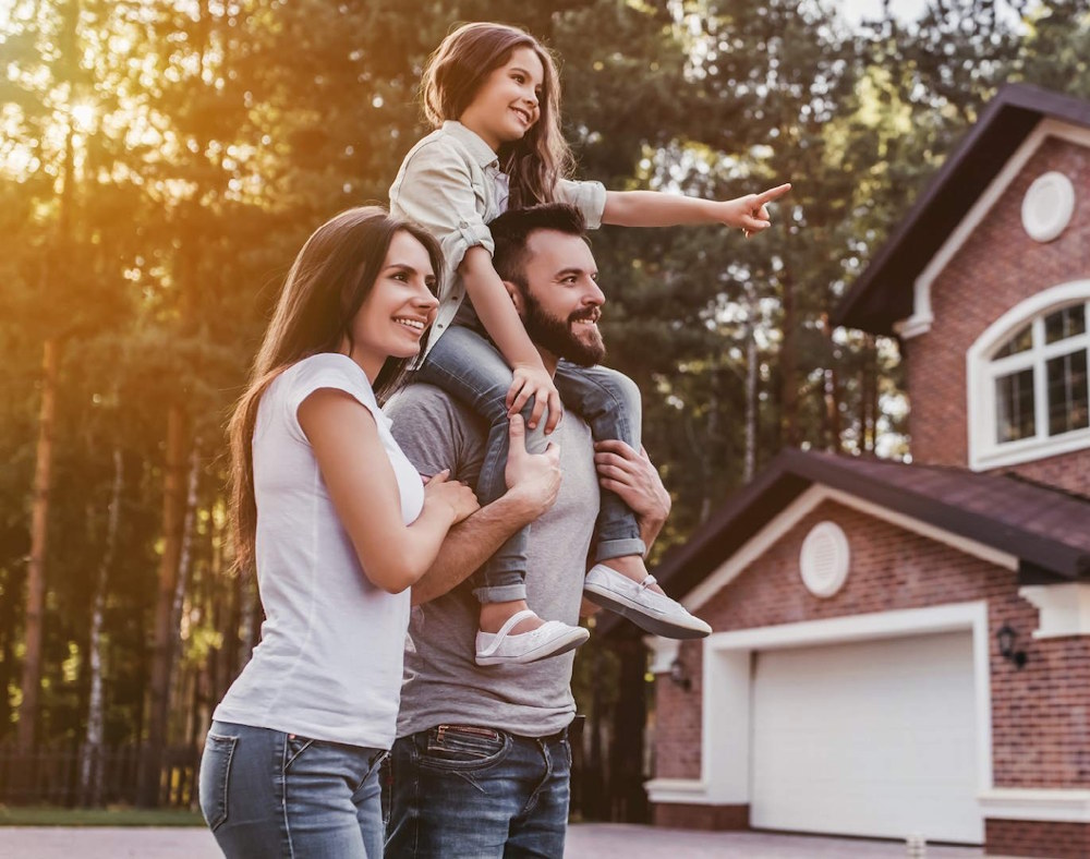 portrait of family standing together